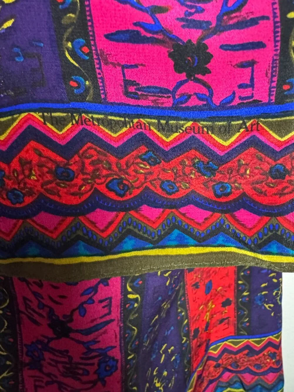 Metropolitan Museum of Art Silk Scarf Fuchsia & Purple & Red